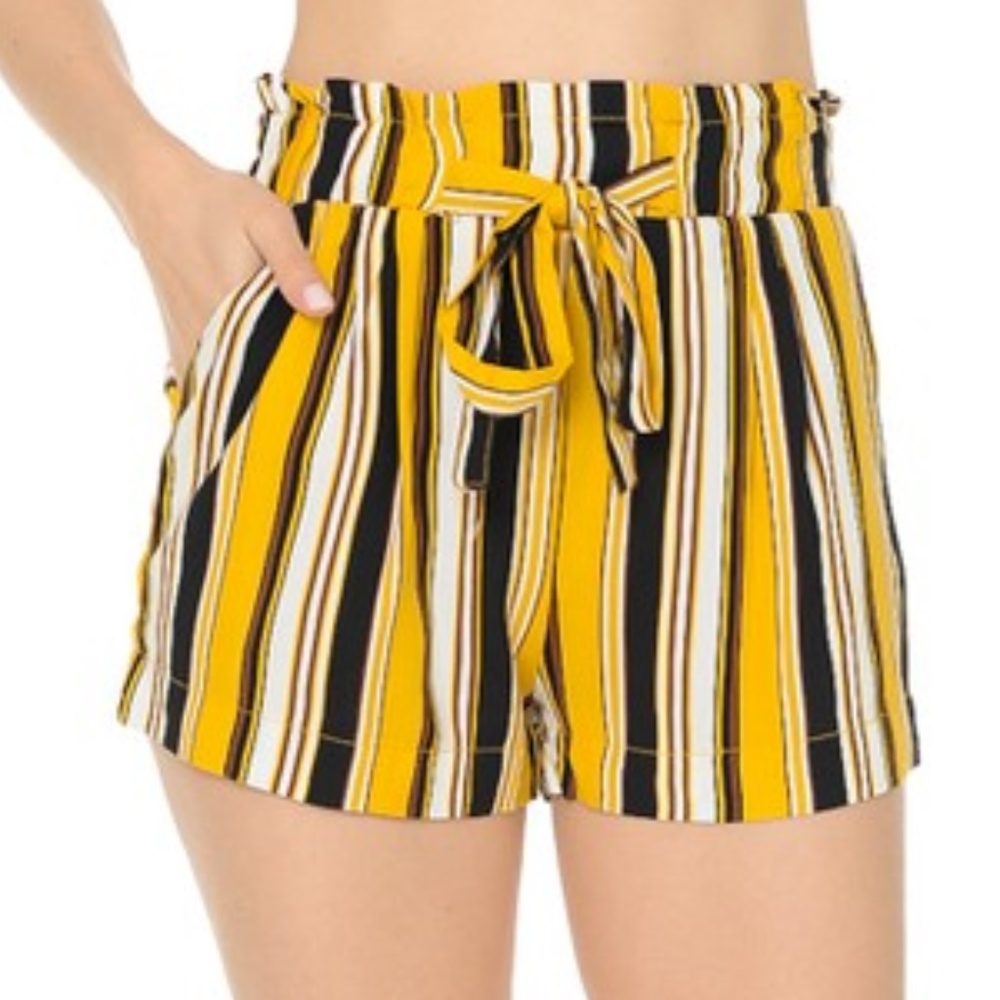 SHORTS striped print shorts yellow black - Picture 2 of 4